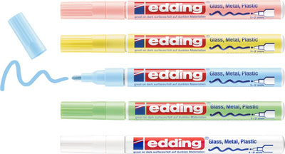 Edding 751 gloss paint markers – 5 pastel colored paint markers – round tip of 1-2 mm