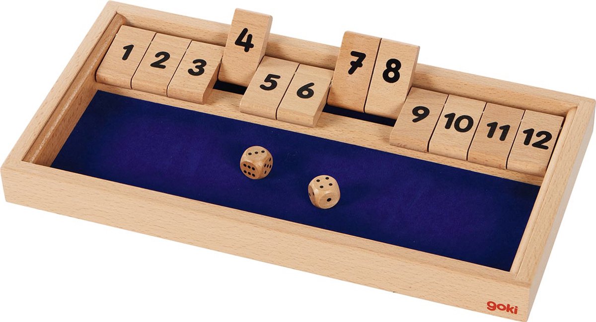 Goki dobbelspel - shut the box - hout - 2 dobbelstenen - 6 jaar