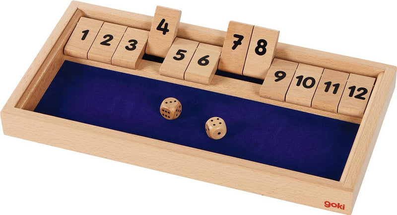 Gioco di dadi Goki - chiudi la scatola - legno - 2 dadi - 6 anni