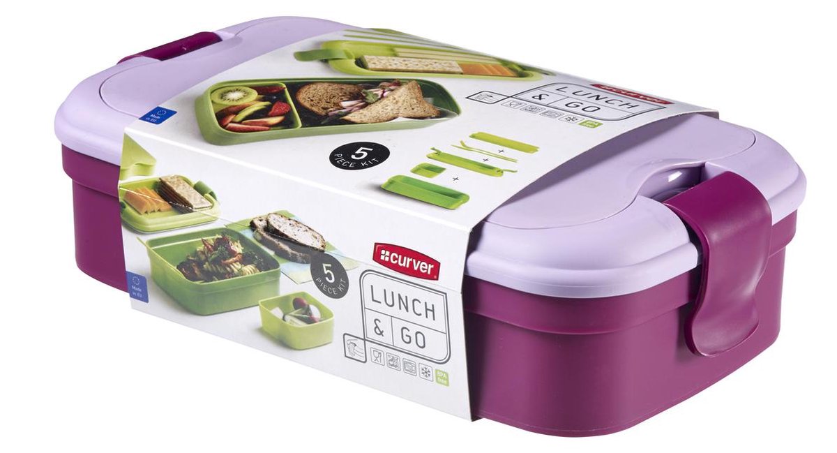Portapranzo Curver Lunch Go - con posate - viola