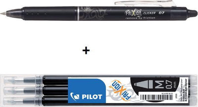 Pilot frixion - clicker negro + 3 recambios - en blister