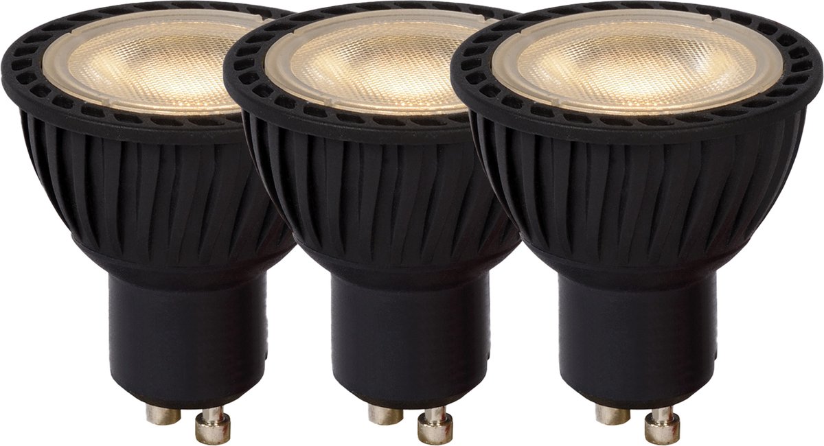 Lucide mr16 - lampada led - ø 5 cm - led dimmerabile - gu10 - 3x5w 3000k - nero - set di 3