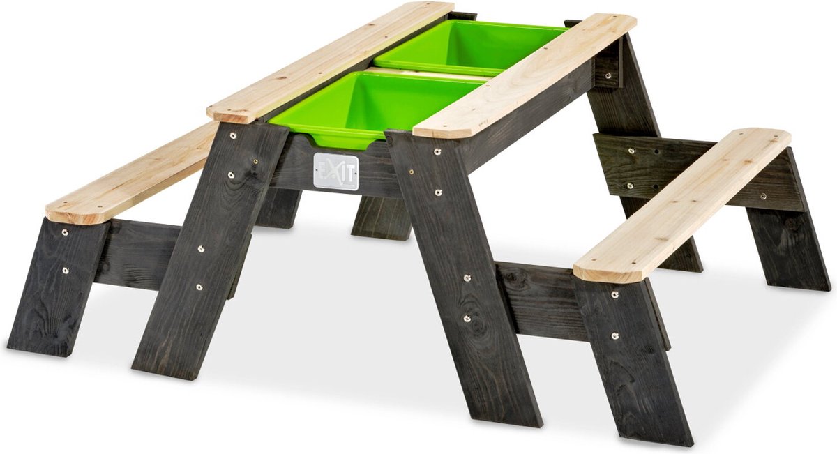Exit toys exit aksent zand- water- picknicktafel (2 bankjes) - watertafel - zandbak - hout - kinderen buiten