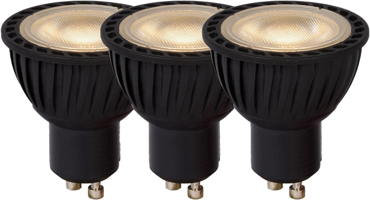 Lucide mr16 - lampada led - ø 5 cm - led dimmerabile - gu10 - 3x5w 3000k - nero - set di 3