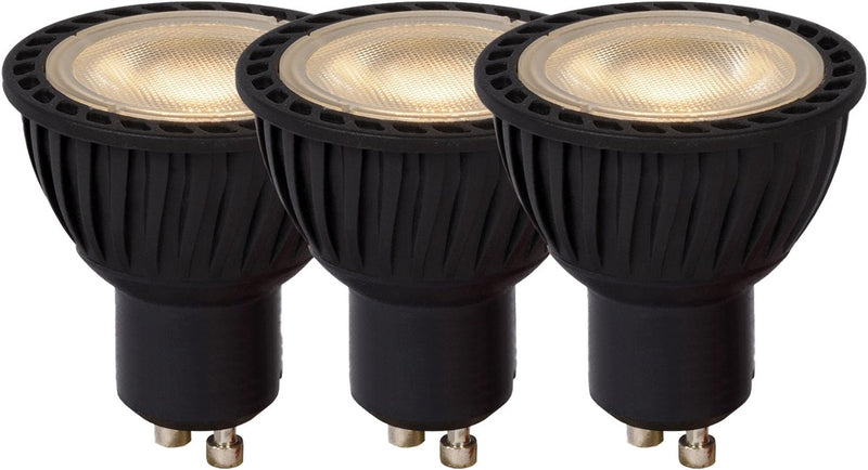 Lucide mr16 - lampada led - ø 5 cm - led dimmerabile - gu10 - 3x5w 3000k - nero - set di 3