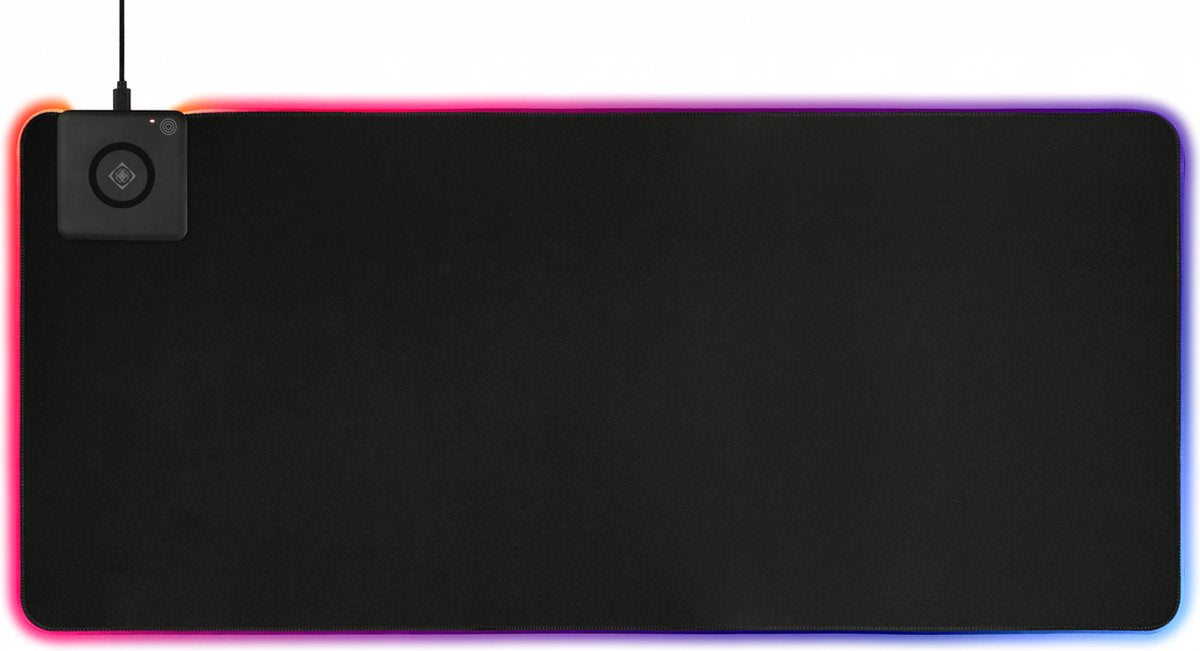 Deltaco gaming dmp320 rgb gaming mousepad xl, 90x40cm, integrated qi wireless charger, 10w, 4 mm thick - black