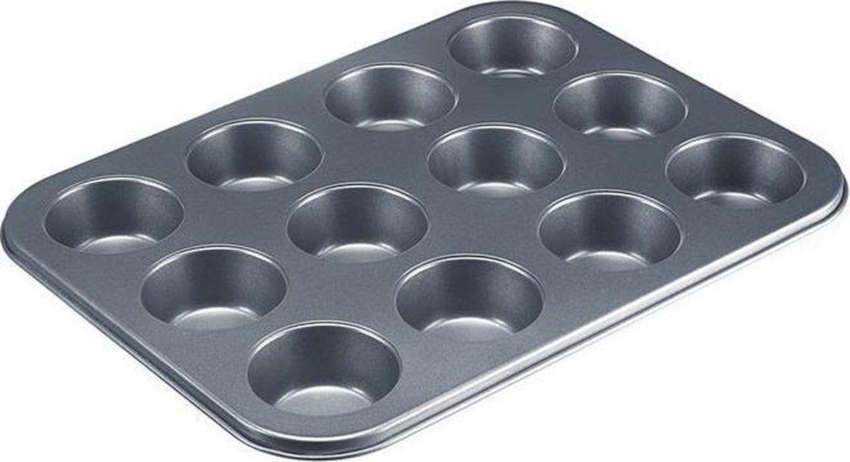 Teglia Westmark per 12 muffin, rivestimento antiaderente, acciaio laminato a freddo, fondo posteriore, antracite, 32902270