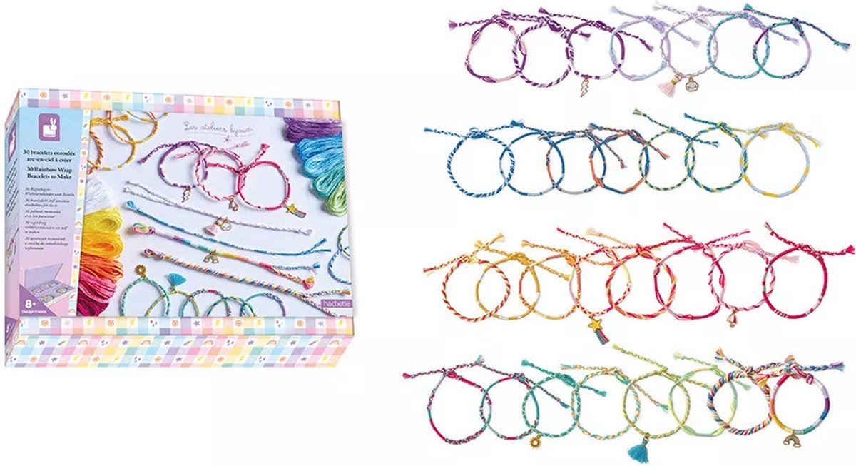 Janod - les ateliers bijoux - Confección de 30 pulseras envolventes de arcoíris