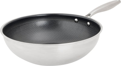 Cosy trendy hexapro wokpan - ø28x9cm - pfas-vrij - inductie wokpan - ovenbestendig tot 200°c - snelle opwarming – zonder deksel - zilver-grijs