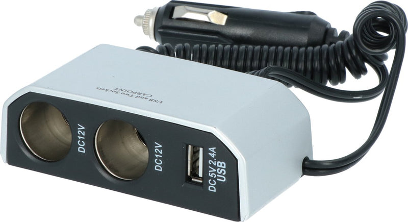 Multipresa Carpoint a 2 vie 2x12v 1xusb 2.4a