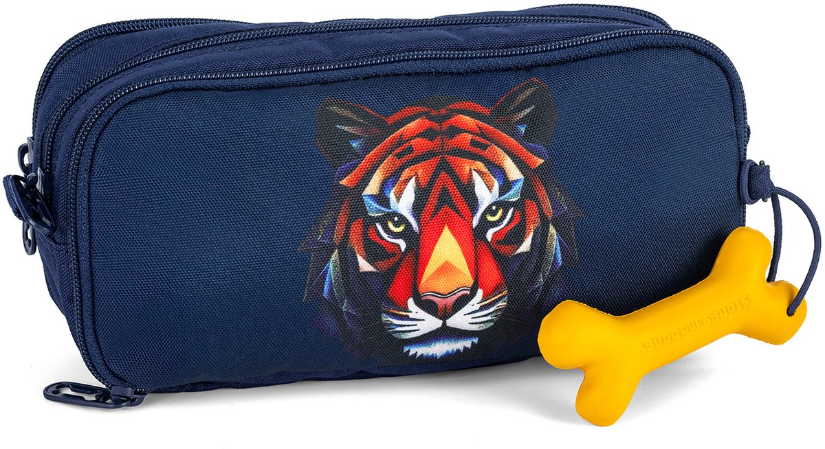 Pietre e ossa Rowan 2.0 - astuccio - astuccio per bambini - 3 scomparti - sfaccettatura tigre - indaco