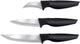 Set coltelli Alpina 3 pezzi - coltello universale, pelapatate e da turismo - manici neri - acciaio inox