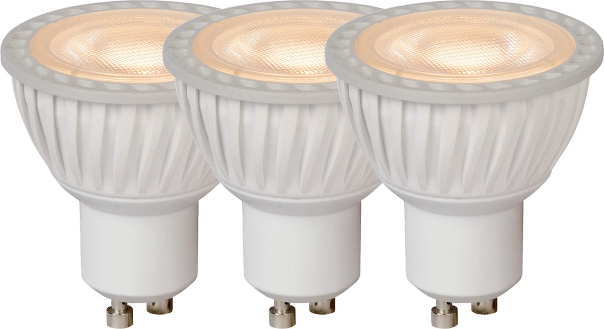 Lucide mr16 - led lamp - ø 5 cm - led dimbaar - gu10 - 3x5w 3000k - wit - set van 3