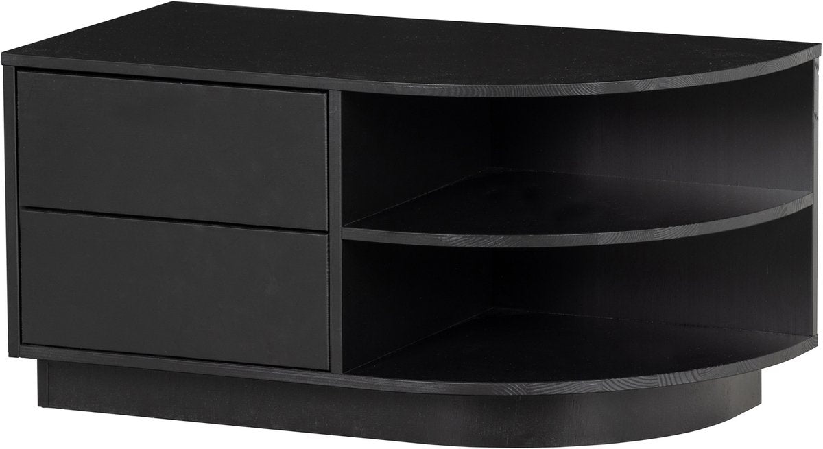 Mobile TV finca in legno rotondo destro - nero - 40x78x40