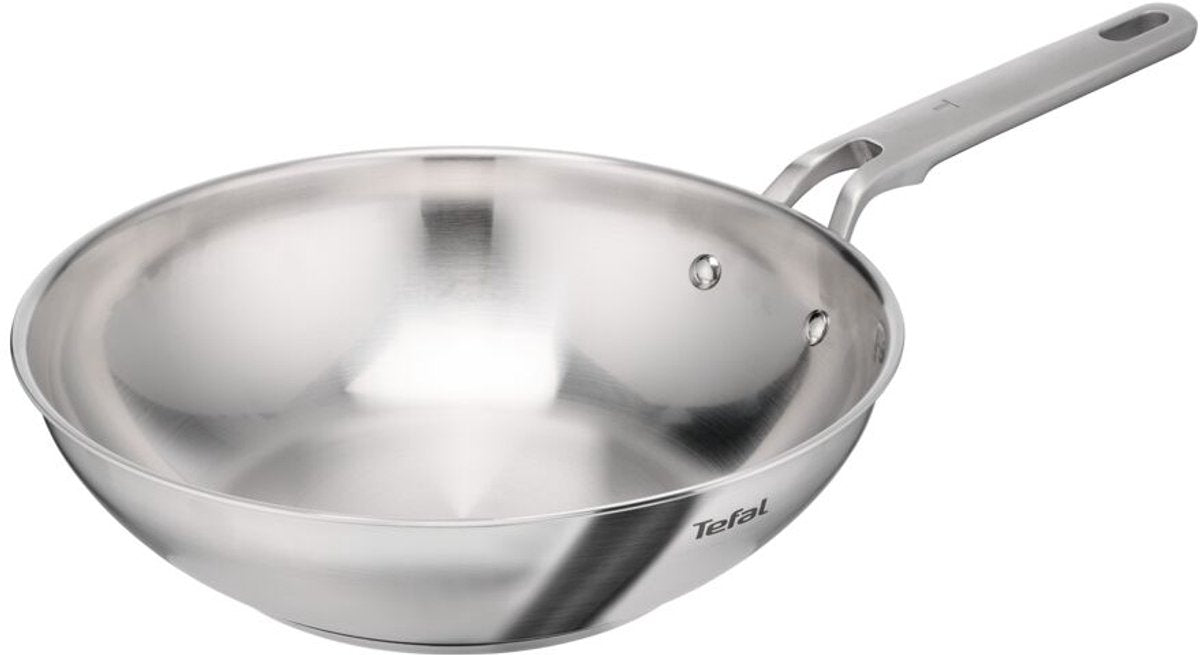 Tefal extreme sin recubrimiento - sartén wok - 28 cm - sin recubrimiento - sin pfas - inducción