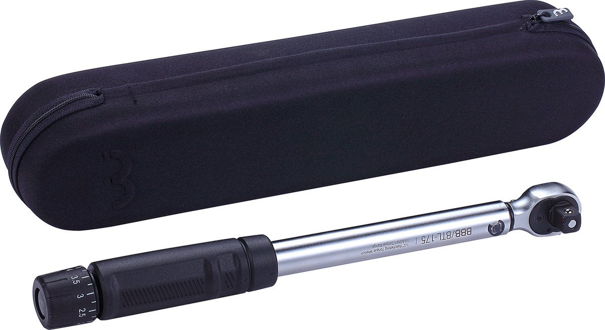 Bbb Cycling llave dinamométrica para bicicleta de alto par - llave dinamométrica para bicicleta - ajustable en incrementos de 0,25 nm - cubierta protectora - negra - btl-175