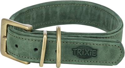 Trixie collar dog pure leather saliegroen