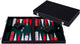 Longfield backgammon 18 inch - groen, rood wit ingelegd bord - kunstlederen koffer met handvat - engelhart
