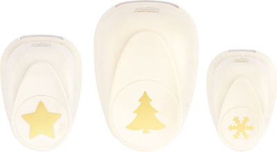 Vaessen creative • juego de punzones para figuras copo de nieve estrella árbol de Navidad 3 piezas.