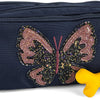 Pietre e ossa Rowan 2.0 - astuccio - astuccio per bambini - 3 scomparti - farfalla glitterata - blu scuro