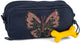 Pietre e ossa Rowan 2.0 - astuccio - astuccio per bambini - 3 scomparti - farfalla glitterata - blu scuro