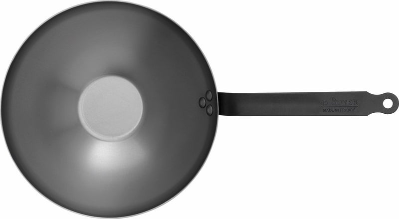 Debuyer de buyer mineral b wok nero 28 cm – lamiera d'acciaio – senza pfas – padella wok professionale – adatta per induzione