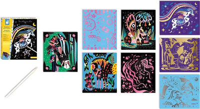 Janod - les ateliers du calme - scratch art - cavalli e unicorni - set artigianale