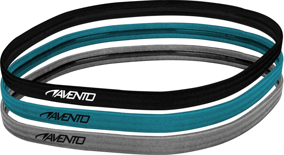 Fascia elastica per capelli sportiva Avento - 3 pezzi - blu nero grigio - antiscivolo