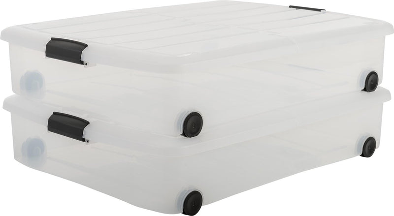 Contenitore trasparente Iris - sotto il letto - 50 l - trasparente - con ruote - set da 2