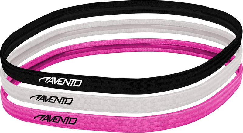 Fascia elastica per capelli sportiva Avento - 3 pezzi - rosa nero bianco - antiscivolo