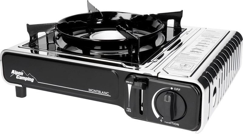 Campeggio Alpen - fornello a gas 2,2kw con fornello a gas croce | fornello da campeggio - consumo gas 160 g h accensione piezo