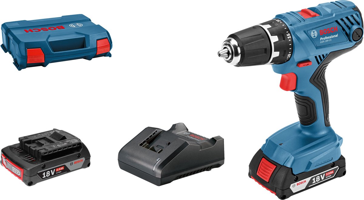 Bosch - gsr 18v-21 - cordless drill 18 volt 2.0 ah li-ion in l-case