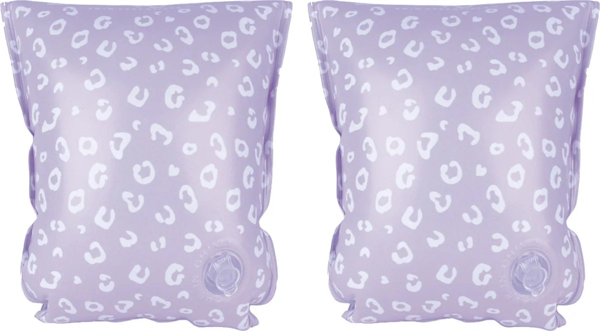 Elementos básicos de natación - brazaletes de natación con estampado de leopardo - alas de natación - 15-30 kg - 2-6 años - PVC - blanco lila