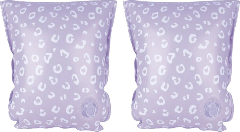 Elementos básicos de natación - brazaletes de natación con estampado de leopardo - alas de natación - 15-30 kg - 2-6 años - PVC - blanco lila