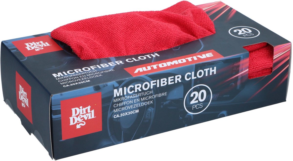Dirt devil - microvezeldoek - schoonmaakdoek - set van 20 - 30x30cm - rood