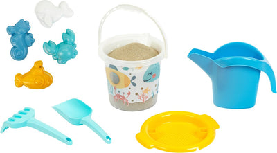 Klein toys little foot - emmerset met gieter, zeef, hark, schep en speelfiguren - gerecycled materiaal