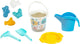 Klein Toys Little Foot - Set secchiello con annaffiatoio, setaccio, rastrello, pala e personaggi da gioco - Materiale riciclato