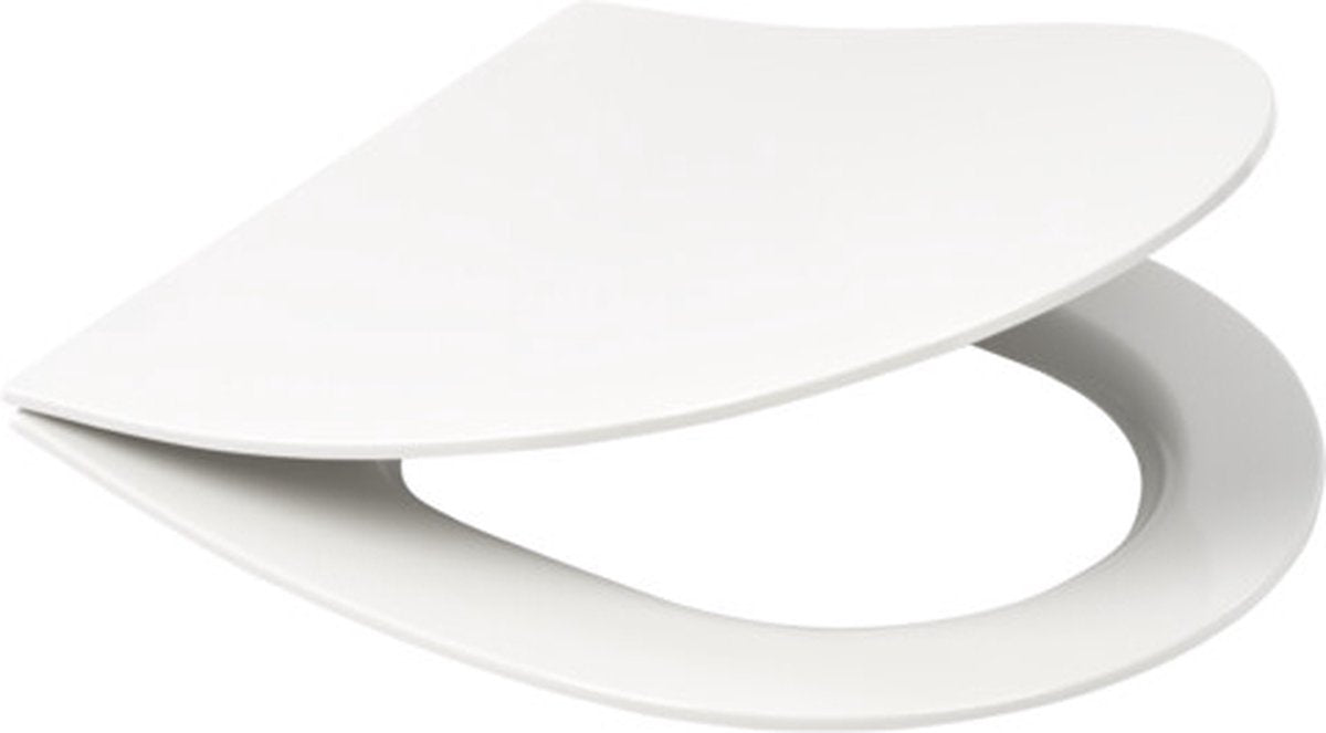Plieger nola kansas slim toiletbril - d-vorm wc bril - duroplast - wit - met deksel - softclose - rvs bevestiging