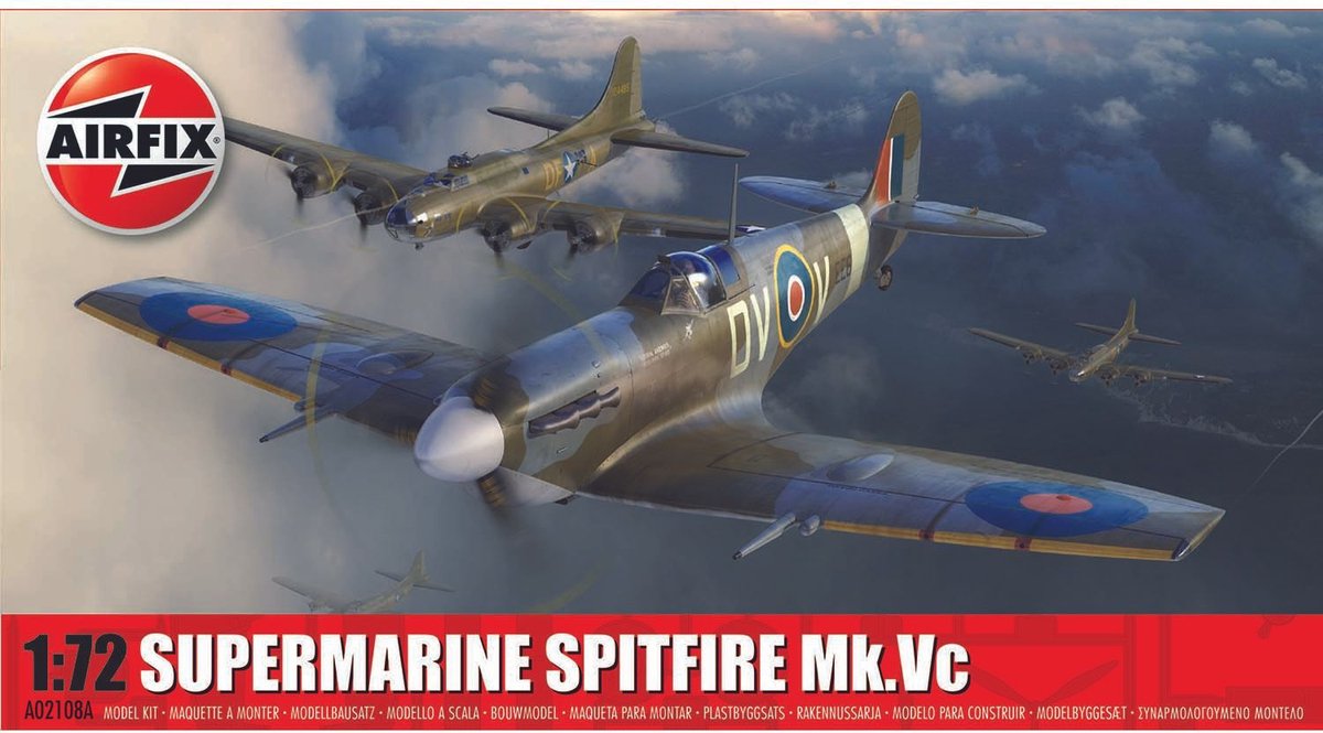 Airfix model kit vehículos militares - 02108a supermarine spitfire mk.vc avión plástico - 1:72 - fabricación de modelos
