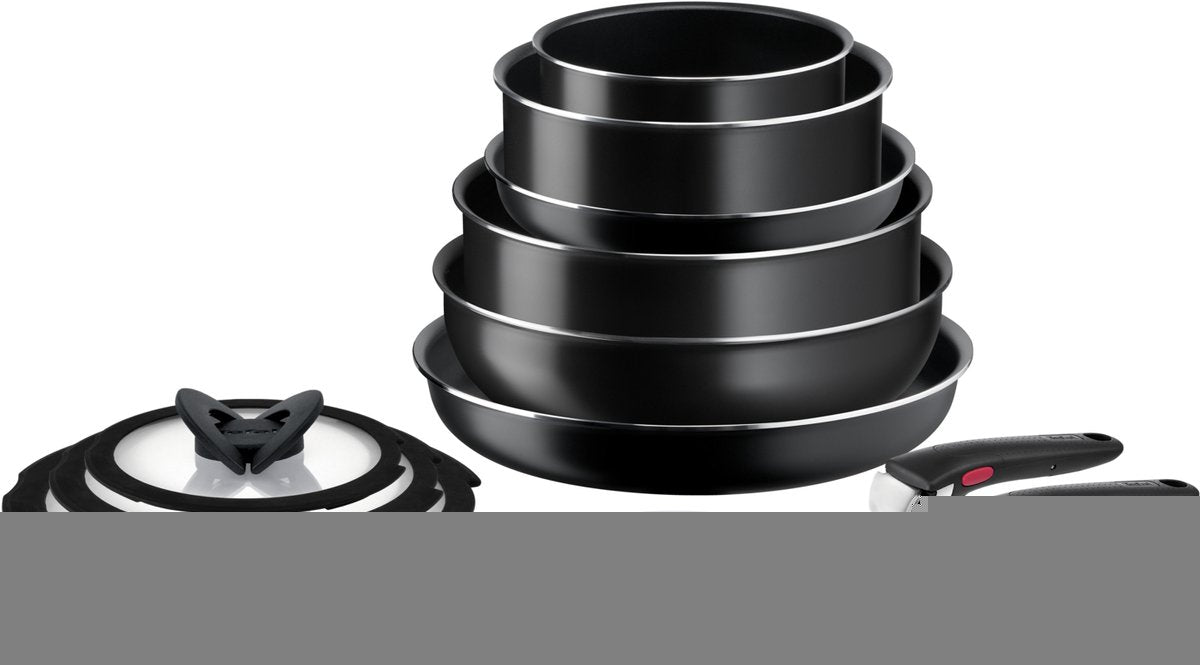 Tefal ingenio easy cook clean - juego de sartenes - 13 piezas - no apto para inducción - apilable - mango extraíble
