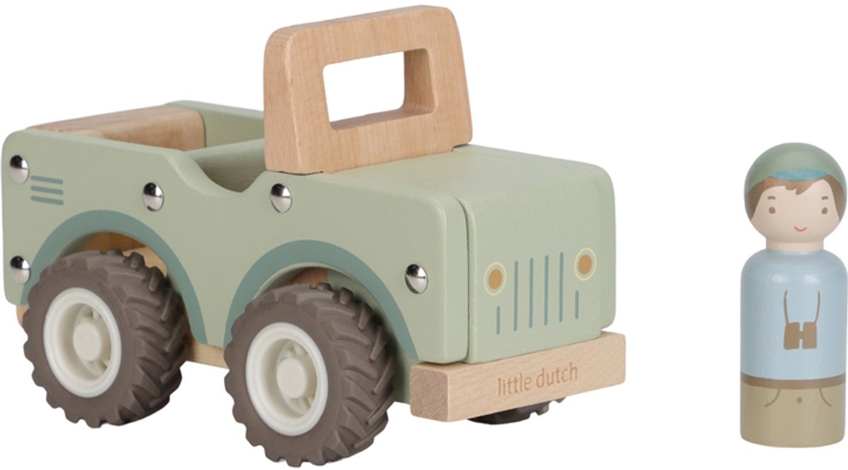 Piccola auto da safari olandese in legno fsc - amici del safari