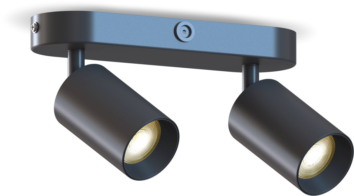 Lámpara de techo Calex - 2 luces - foco de superficie - ovalado - negro - dorado