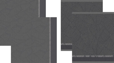Ddddd - barrier - tea towels and kitchen towels set - set of 4 pieces - cotton - botanical print - 60x 65 cm 50x55 cm - anthracite