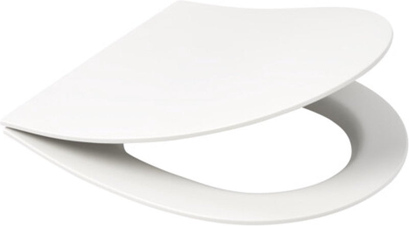 Asiento de inodoro Plieger nola kansas slim - asiento de inodoro en forma de D - duroplast - blanco mate - con tapa - cierre suave - montaje de acero inoxidable