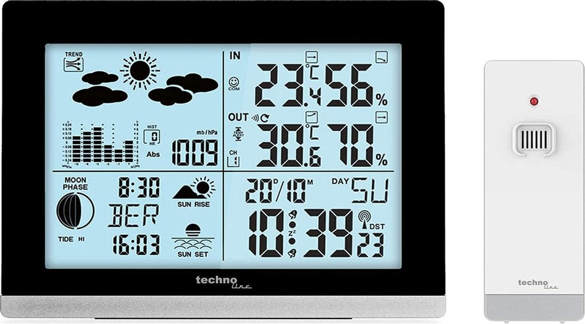 Technoline weerstation - ws 6762 - 158x113x40mm - zwart zilver - met 1 buitensensor 30m - tl-ws6762