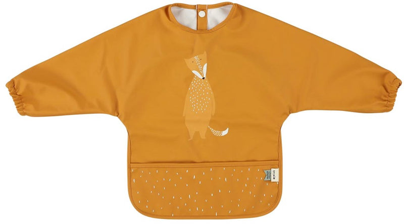 Trixie afwasbare slab met mouwen - mr. fox - slab voor kinderen - 100% recycled polyester - eenvoudig schoon - oranje