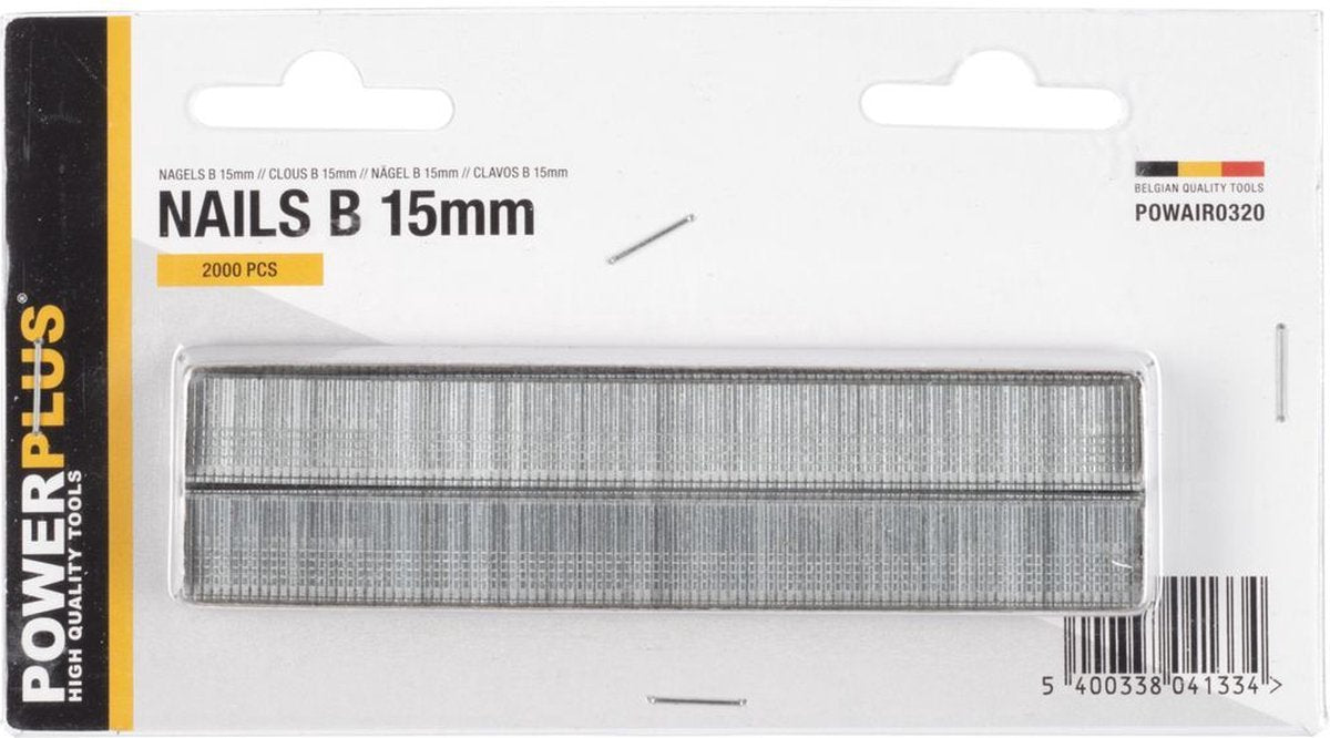 Powerplus powair0320 spijkers - voor nietmachine tacker - type b - 15mm - 2000stuks
