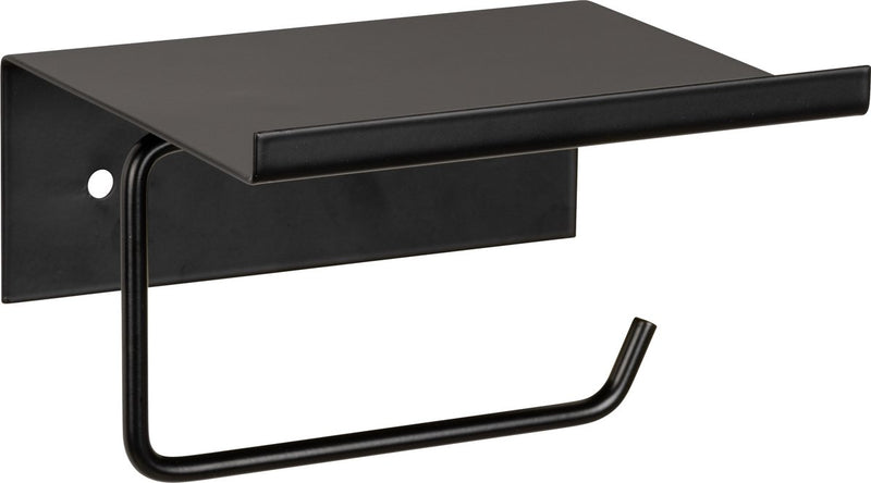 Wenko portarrollos con estante desulo acero negro mate - portarrollos con estante - portarrollos con meseta - fijación con o sin tornillos - autoadhesivo
