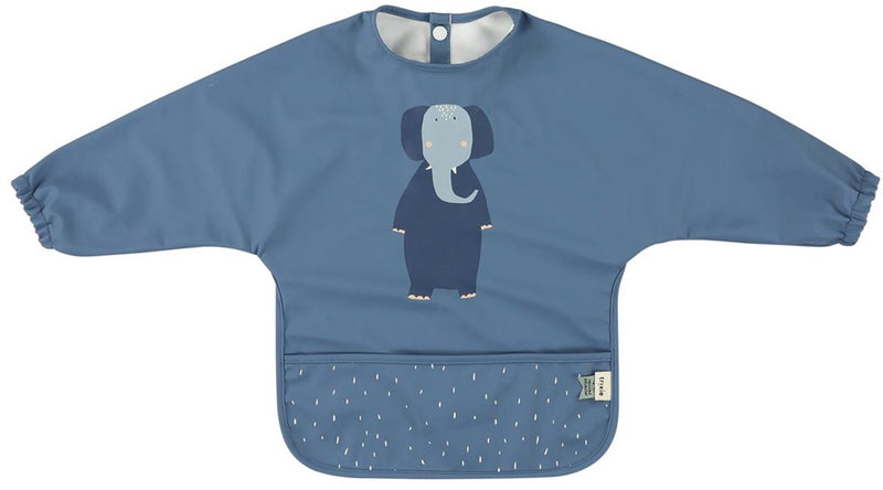 Trixie afwasbare slab met mouwen - mrs. elephant - slab voor kinderen - 100% recycled polyester - eenvoudig schoon - blauw