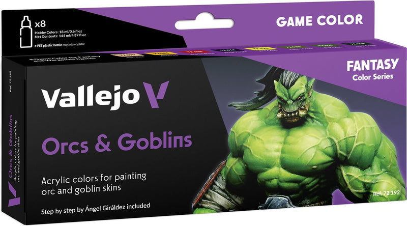Vallejo hobby paint pittura acrilica - 72192 orchi - goblin - fantasy e wargames - colori di gioco - set acrilico - set di colori 8x - 8x 18 ml